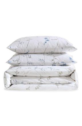 Calvin Klein Wildflower 300 Thread Count Cotton Comforter & Shams Set in Parchment/blue at Nordstrom, Size Full/queen
