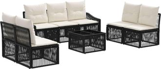 vidaXL Conjunto De Sof&aacute;s De Jard&iacute;n 8 Uds. Negro Rat&aacute;n Sint&eacute;tico Vidaxl