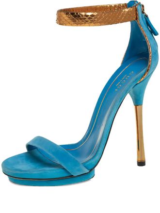 Gucci 125 mm Kelis su&egrave;de sandalen - Blauw