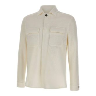 Eleventy Light Jackets, male, White, Size: S Linen and Cotton Jacket