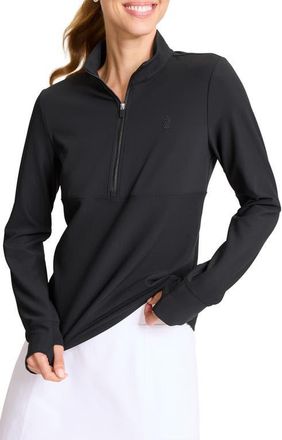 Tommy Bahama Abby Rib Half Zip Top in Black at Nordstrom, Size X-Large