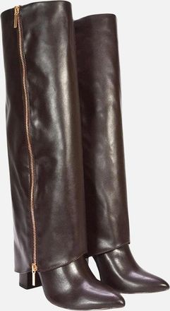 XY London Womens XY London Womens/Ladies Allie Fold Over Pointed Side Zip Knee-High Boots - Brown - Size: 7