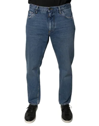 Dolce & Gabbana Cotton Logo Jeans - Blue