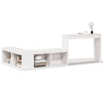 Berkfield Home Bedside Cabinet with Desk White 232x122x75 cm Solid Wood Pine | Size: 232 x 122 x 75 cm