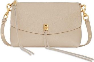 Rebecca Minkoff Darren Top Zip Leather Shoulder Bag in Stone at Nordstrom