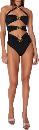 Cin Cin Diamond Heart Cut-Out Swimsuit In Black