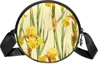 Generic Circle Crossbody Bag for Women, Iris Small Sling Bag Daypack with Zipper Adjustable Shoulder Straps Casual Ladies Girls Round Purse