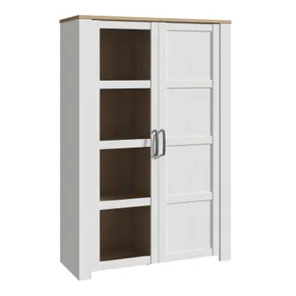 Furniture To Go Bohol Display Cabinet inc. 2x LED Lights in Riviera Oak/White in White