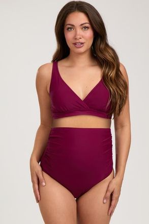 Pinkblush High Waist Maternity Bikini Set in Burgundy at Nordstrom, Size X-Large