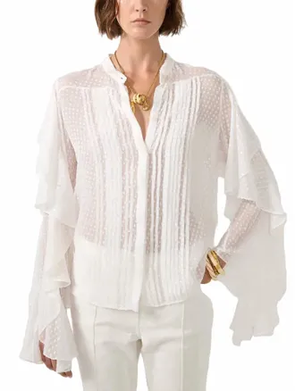 Barbara Bui Plumetis Silk Shirt In White
