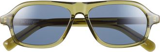 Jacquemus Polarized Pilot Sunglasses in Khaki/Silver/Dark Navy at Nordstrom