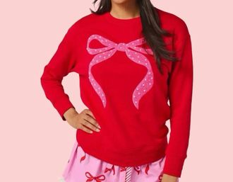 Shiraleah Pearl Bow Classic Sweatshirt In Red