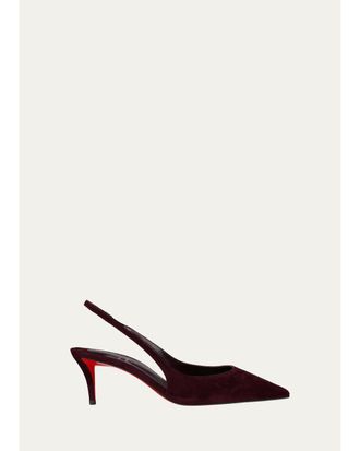 Christian Louboutin 60mm Miss Z Suede Slingback Pumps
