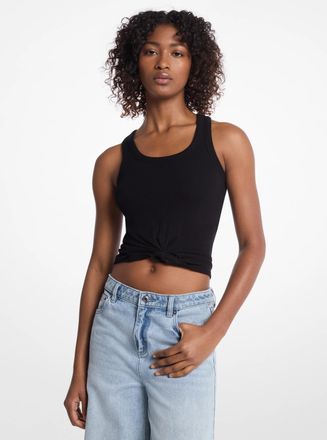 Michael Kors Tie-Front Ribbed Stretch Knit Tank Top