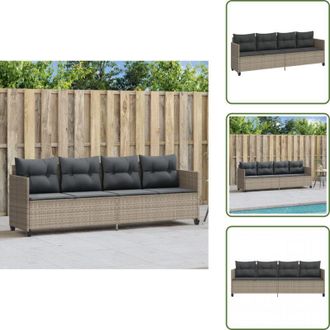 vidaXL Mobili da esterno - vidaXL Lettino Prendisole con Cuscini Grigio Chiaro in Polyrattan - Seduta confortevole
