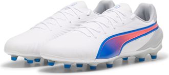 Puma Fussballschuh PUMA KING MATCH FG/AG, Gr. 42,5, weiss (puma wei&szlig;, blaumazing, flat light gray), Synthetik, Schuhe Fussballschuh, f&uuml;r Rasenpl&auml;tze