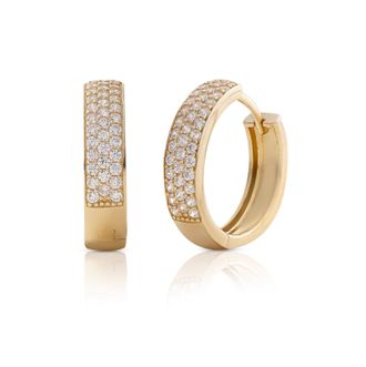 MAX + STONE 14k Solid Gold Lab Grown Diamond Micro Pav&eacute; Huggie Earrings