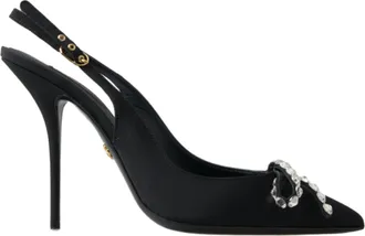 Dolce & Gabbana Black Crystal Embellished Slingback Heel Womens Shoes