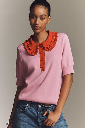 Essentiel Jewelry Beaded Collared Sweater