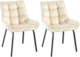 Clp Clp - Lote De 2 Sillas De Comedor Saranda Crema Terciopelo