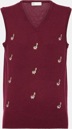 Tory Sport Embroidered cashmere sweater vest