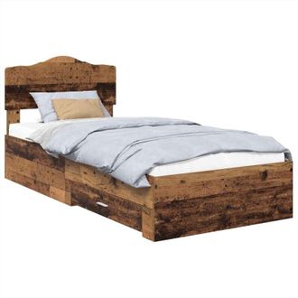 vidaXL Bed Frame with Headboard Old Wood 100 x 200 cm Engineered Wood vidaXL