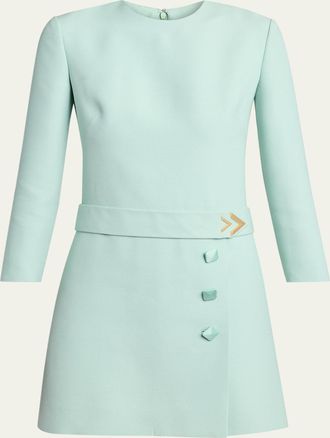 Valentino Garavani Crepe Couture Belted VLogo Mini Dress