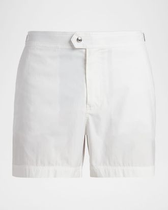 Tom Ford Men & apos;s Poplin Waistband-Tab Swim Trunks