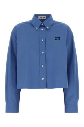 Miu Miu Cerulean Blue Poplin Oversize Shirt