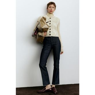 H&M Flared High Ankle Jeans in Dark Denim Blue at Nordstrom, Size 14