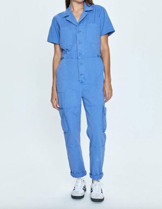 Pistola Denim Grover Cargo Jumpsuit In Ocean Blue