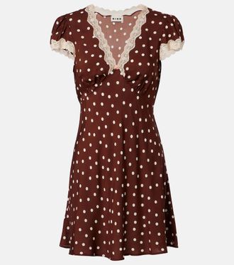 Rixo Cely lace-trimmed polka-dot minidress