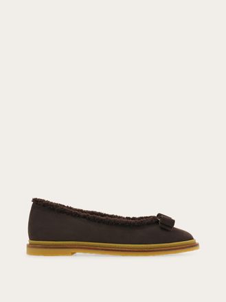 Ferragamo Donna Ballerina fiocco Vara con merinos Marrone Taglia 35.5