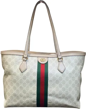 Gucci Ophidia Beige Gg Supreme Leather Tote Bag (Pre-Owned)