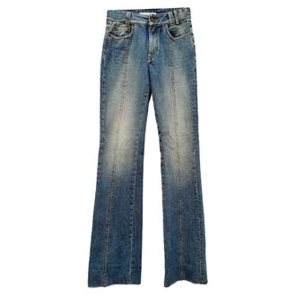 Alessandra Rich Flared Jeans in Light Blue Cotton Denim