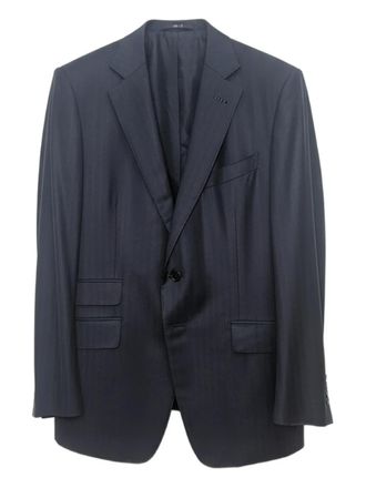 Tom Ford striped single-breasted suit - men - Silk/Wool - 56 - Blue