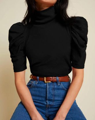 Nation Ltd Dawn Femme Turtleneck Top In Jet Black