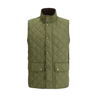 Barbour Vests, male, Green, Size: XL Quilted Vest with High Collar