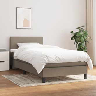 vidaXL Cama Box Spring Con Colch&oacute;n Tela Gris Taupe 80x200 Cm Vidaxl