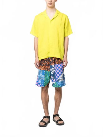 Orlebar Brown Maitan Linen Short Sleeve Shirt In Fluro
