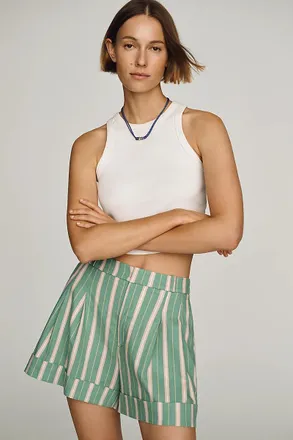 Maeve Avery European Linen Cuffed Shorts