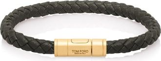 Tom Ford LEATHER TUBULAR BRACELET Size: XL, colour: GREEN