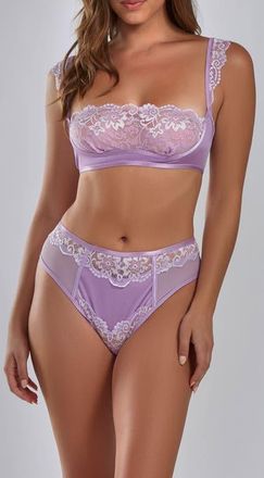 iCollection Romantic Lace Bralette & Panty Set in Lilac at Nordstrom, Size X-Large