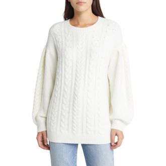 Treasure & Bond Cable Stitch Sweater in Ivory at Nordstrom, Size X-Small