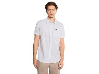 O'Neill TRVLR UPF Traverse Stripe Standard Short Sleeve Woven Shirt Mens Clothing Tofu : 2XL, Cotton/Elastane/Polyester