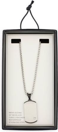 Nordstrom Rack Brushed Dog Tag Pendant Necklace in Black- Stainless at Nordstrom Rack