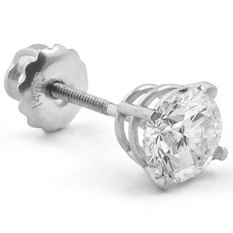 Pompeii3 1/3ct Diamond Screw Back 14k White Gold Single Stud Earring