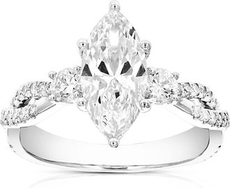 Vir Jewels 2.85 ctw Marquise Lab Grown Diamond 3 Stone Engagement Ring in 14K White Gold For Women