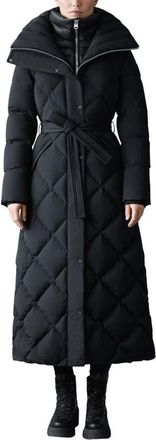 Mackage Laurella 2-in-1 Belted Quilted Down Long Coat in Black at Nordstrom, Size X-Large