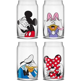 JoyJolt x Disney Mickey & Friends Set of 4 Can Glasses in Clear at Nordstrom Rack